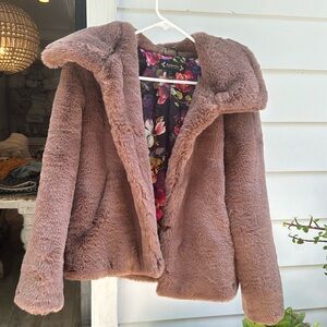 NANETTE LEPORE soft plum Faux Fur Fuzzy Jacket